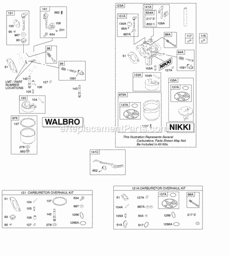 Carburetor Kit - Carburetor Overhaul Diagram and Parts List for 217907-4135-F1  Briggs and Stratton Engine